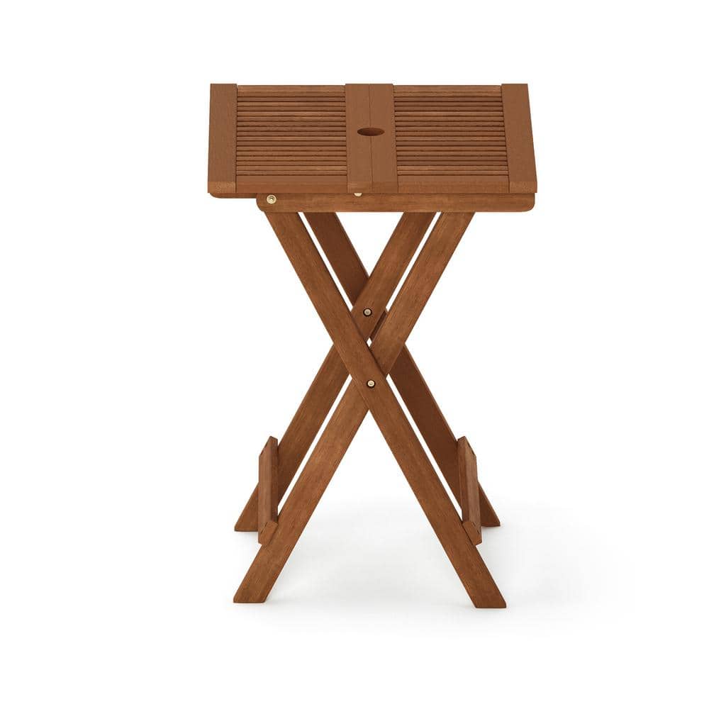 Tioman Medium Brown Wood Folding Outdoor End Table