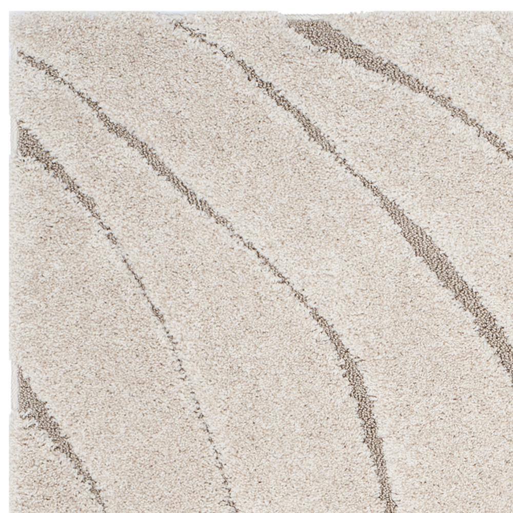 Plush Cream Beige Synthetic Shag Area Rug 3'3" x 5'3"