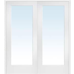 60 in. x 80 in. Both Active Primed Composite Clear Glass Full Lite Prehung Interior French Door