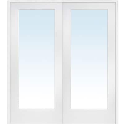 60 in. x 80 in. Both Active Primed Composite Clear Glass Full Lite Prehung Interior French Door