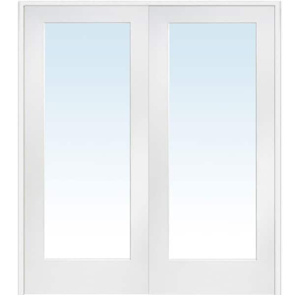 MMI Door 60 in. x 80 in. Both Active Primed Composite Clear Glass Full Lite Prehung Interior French Door