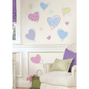 5 in. x 11.5 in. Hearts Peel and Stick Wall Decal