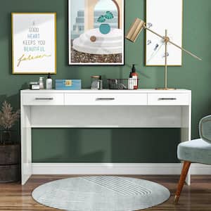 Crossroads White Vanity Table with 3-Drawer 36 in. H x 64 in. W x 17 in. D
