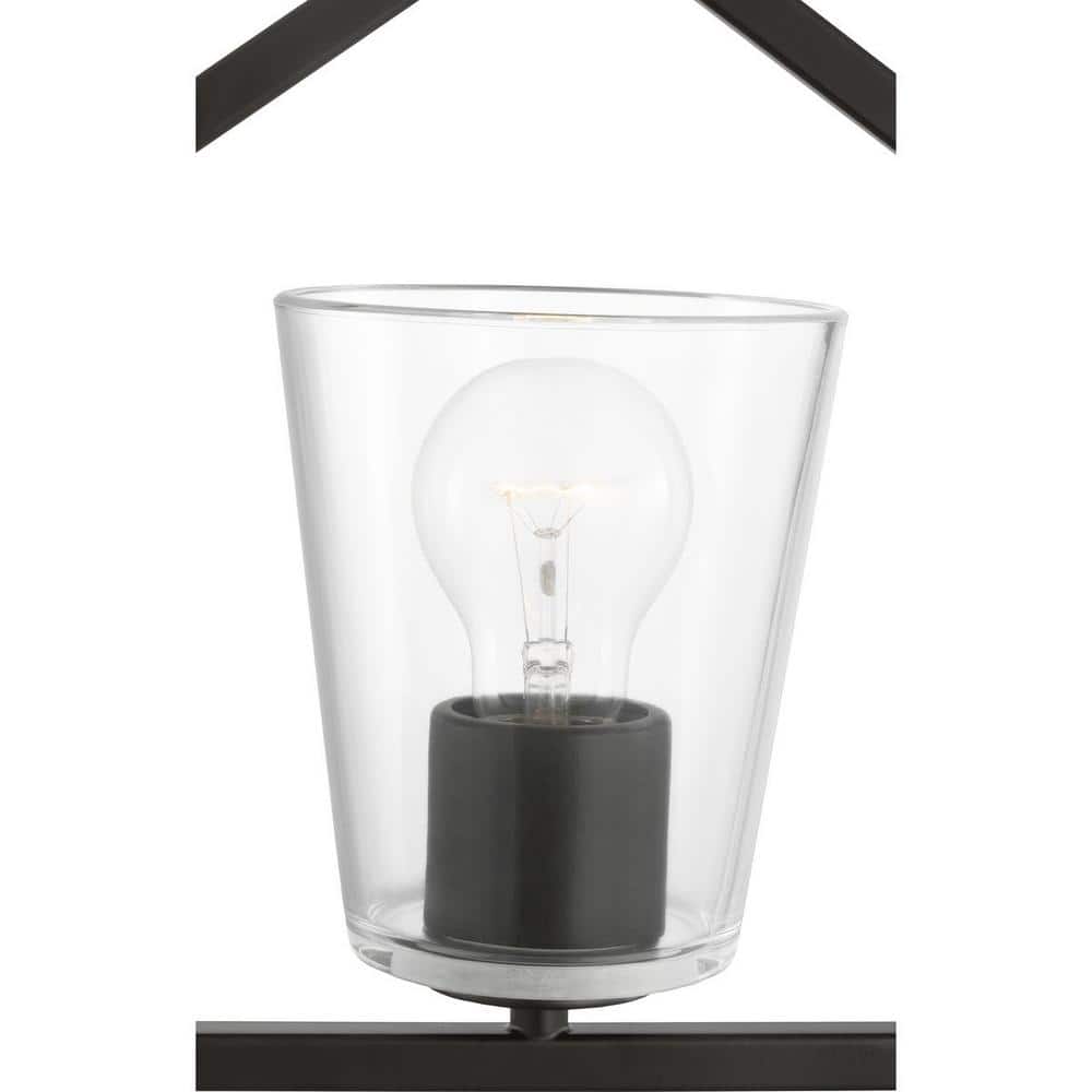 Vertex Matte Black and Clear Glass Semi-Flush Mount Light