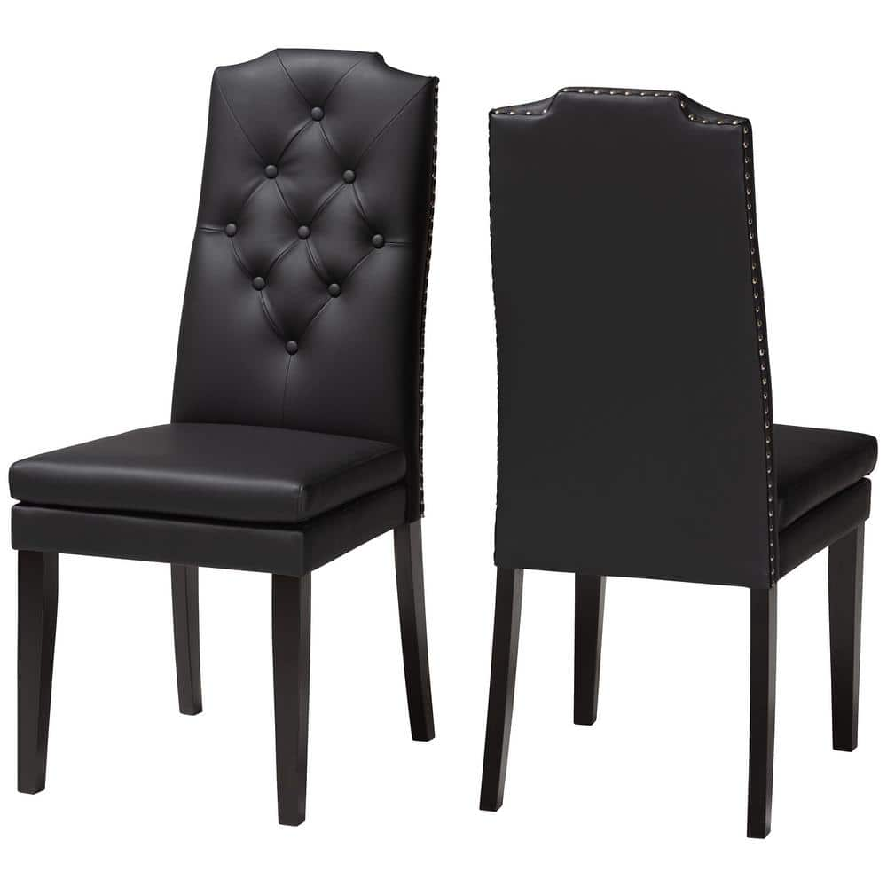 Baxton Studio Dylin Black Faux Leather Upholstered Dining Chairs (set 