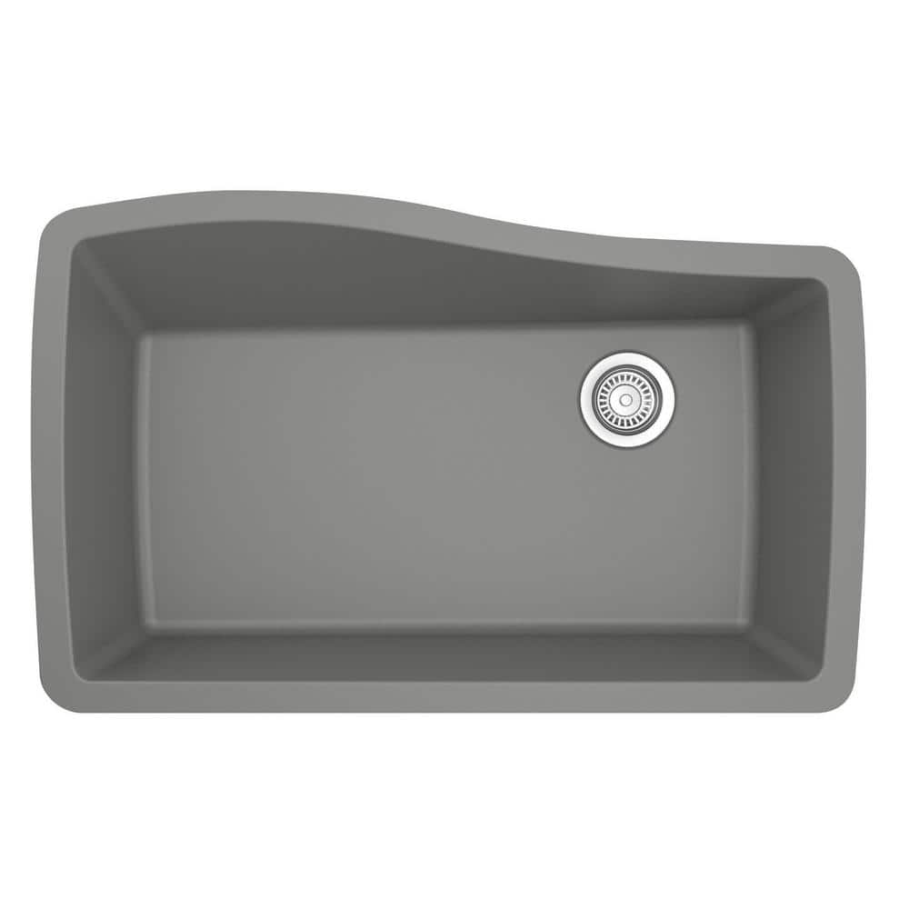 Gray Quartz Composite Single Bowl Undermount Kitchen Sink