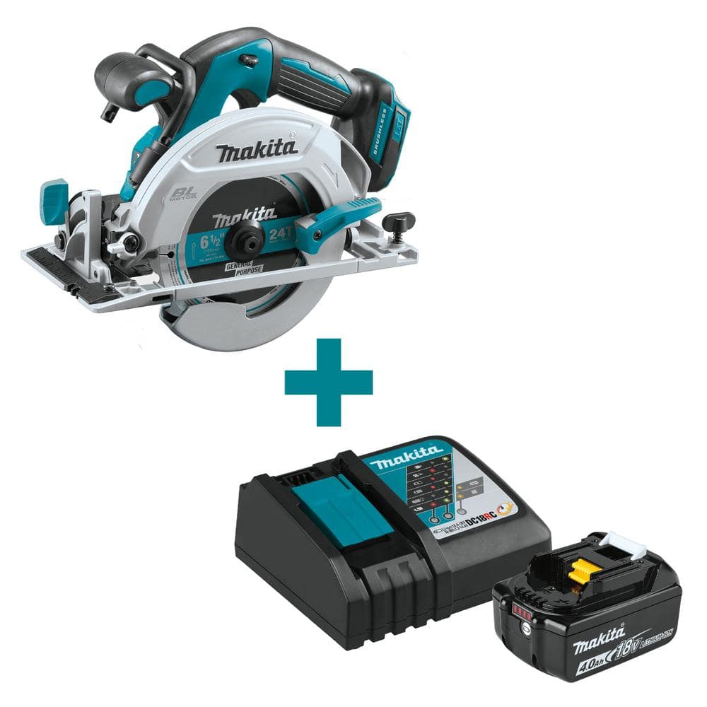 Makita 18V LXT Lithium-Ion 6-1/2 in. Circular Saw with bonus 18V 4.0Ah LXT Lithium-Ion Battery and Charger Starter Pack