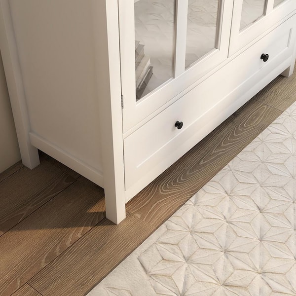 Tileon 41.34 in. W x 15.55 in. D x 35.43 in. H in White MDF Ready to Assemble Cabinet with Glass Doors