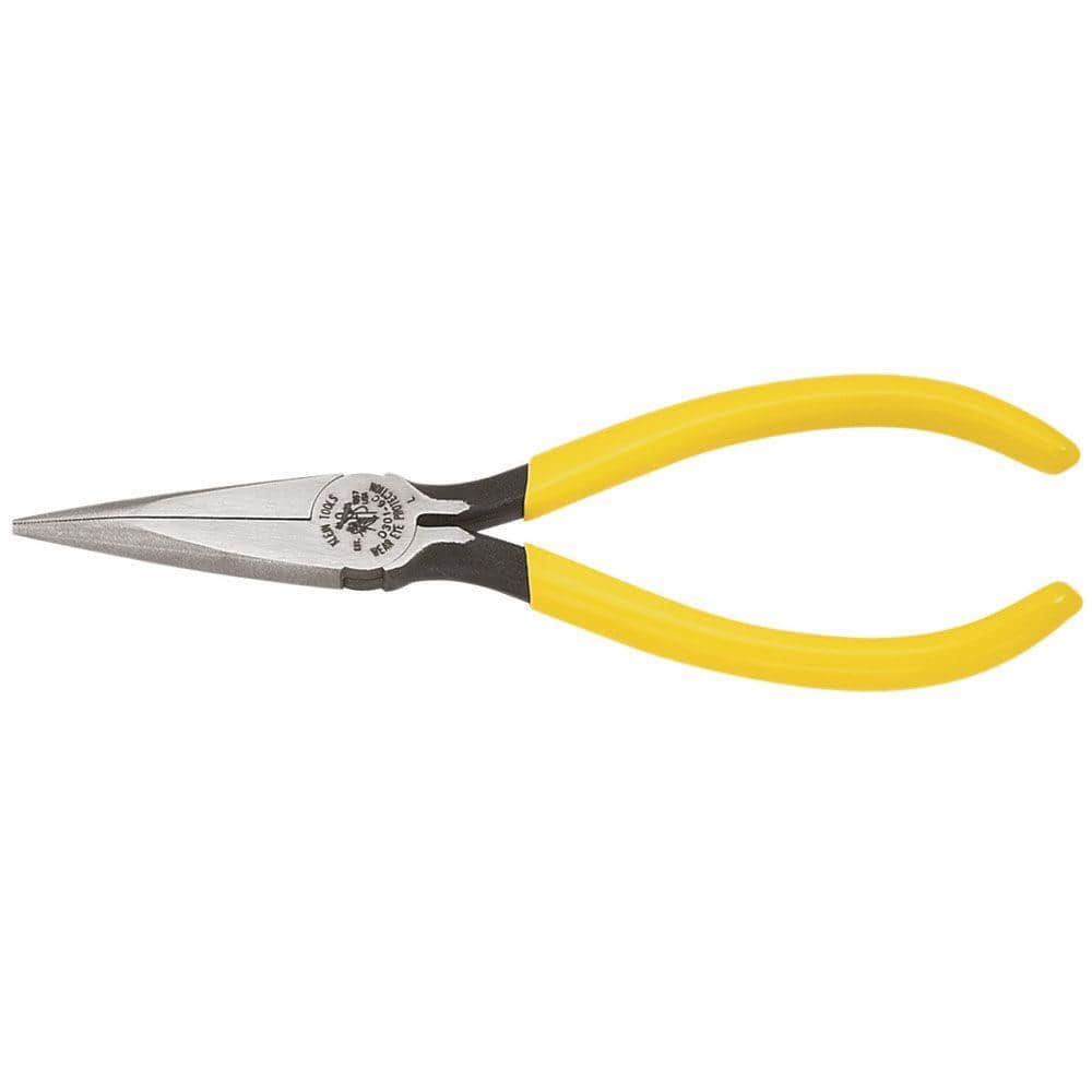 Klein Tools 6 in. Standard Long Nose Pliers with Spring D301-6C - The Home  Depot