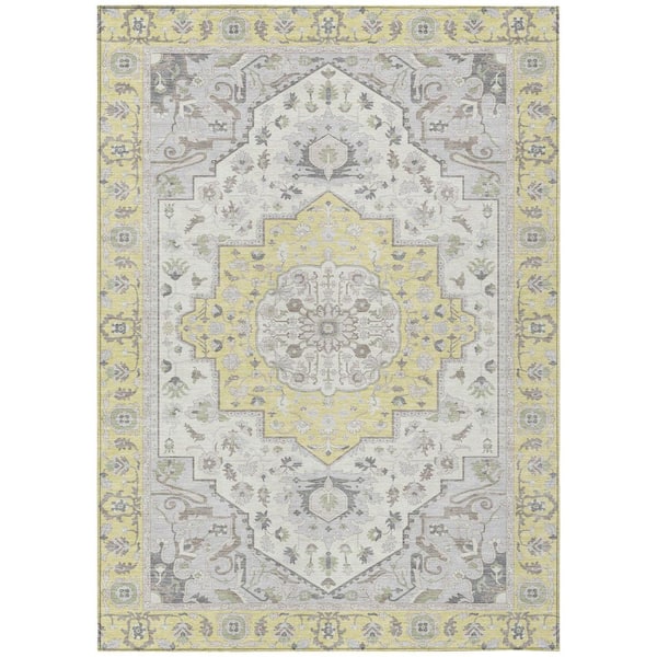 Chantille Machine Washable Indoor/Outdoor Abstract ACN2674 Yellow 5 ft. x 7 ft. 6 in. Area Rug