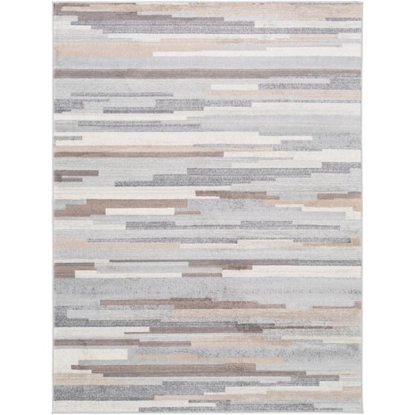Lenero Medium Gray 9 ft. x 12 ft. 3 in. Striped Area Rug