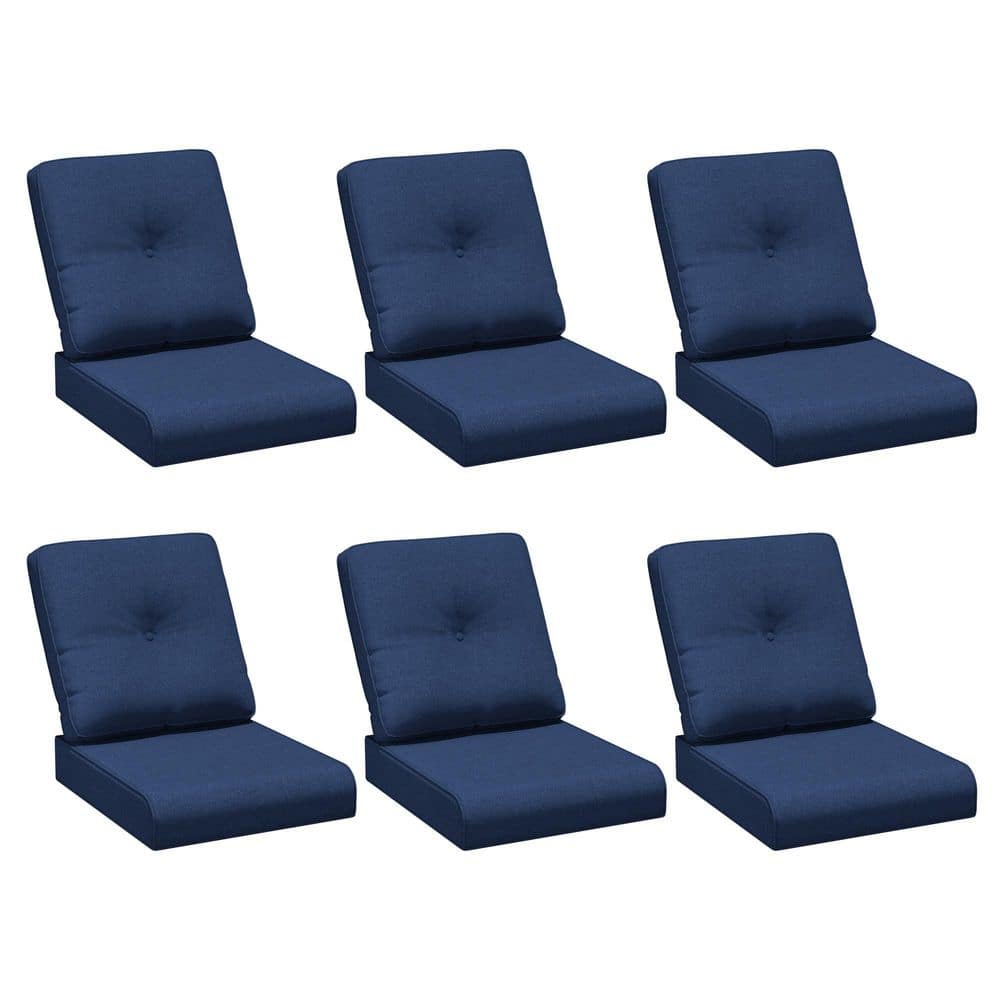 22 in. x 24 in. 6-Piece Outdoor Replacement Cushion with Zipper for Lounge Chair in Blue price history on PriceWatchPro