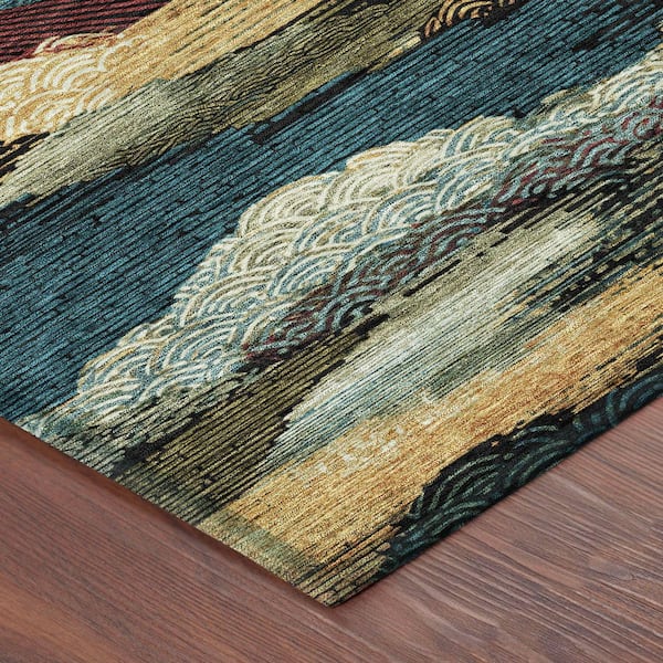 Chantille Machine Washable Indoor/Outdoor Abstract ACN2660 Black 10 ft. x 14 ft. Area Rug