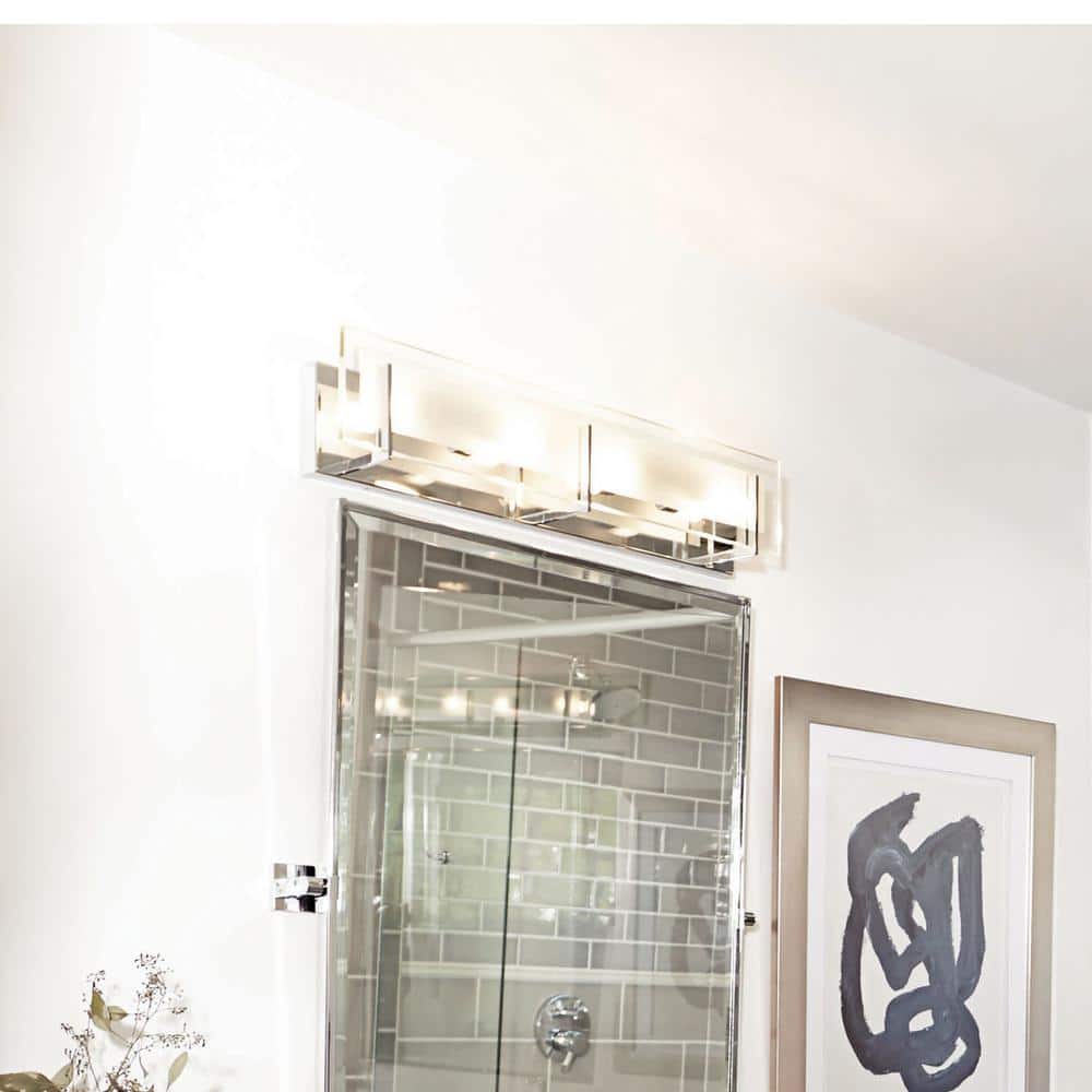 Chrome 4-Light Dimmable Outdoor Wall Sconce with Clear Glass