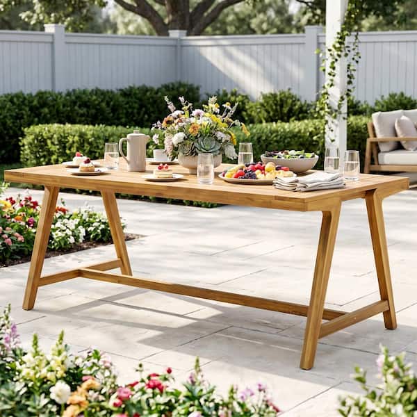 ToolCat 71 in. Rectangular Acacia Wood Outdoor Dining Table, A