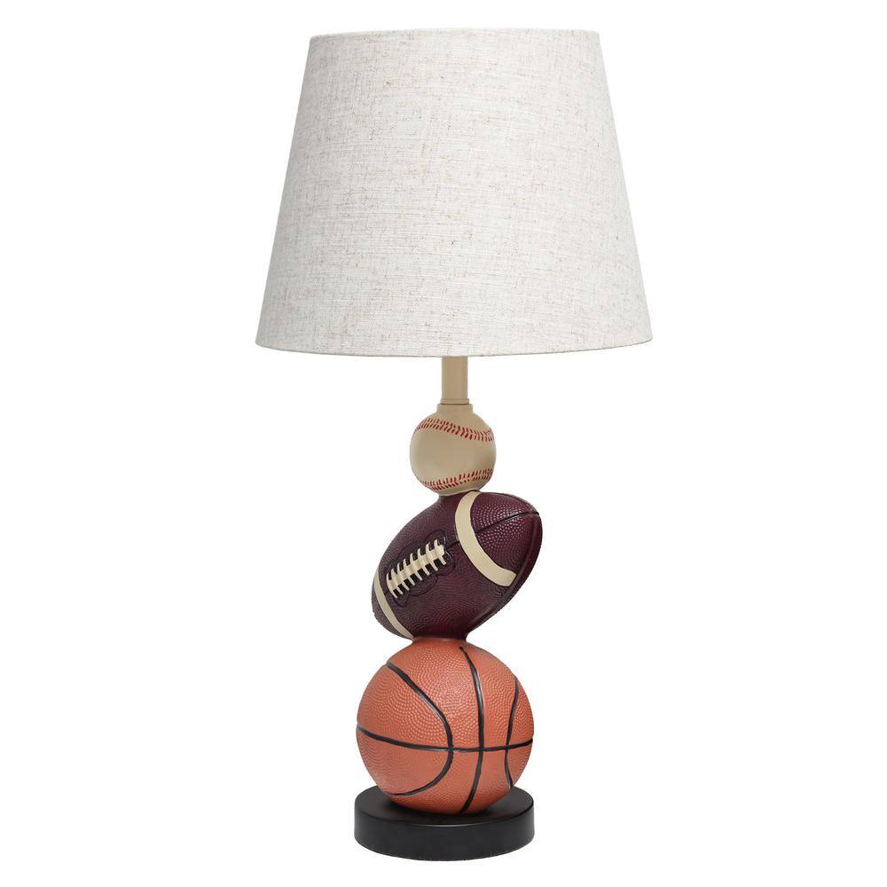 22" White Polyresin Sports Combo Table Lamp for Kids