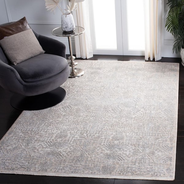 Martha Stewart Sabrina 3 ft. x 4 ft. Light Gray/Beige Distressed Ornate Area Rug