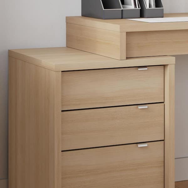 Nexera Chrono 95 in. W Natural Blonde Oak 3-Piece Home Office Set