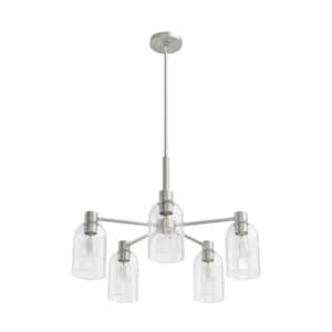 Lochemeade 5 Light Brushed Nickel Chandelier with Seeded Glass Shades Kitchen Light