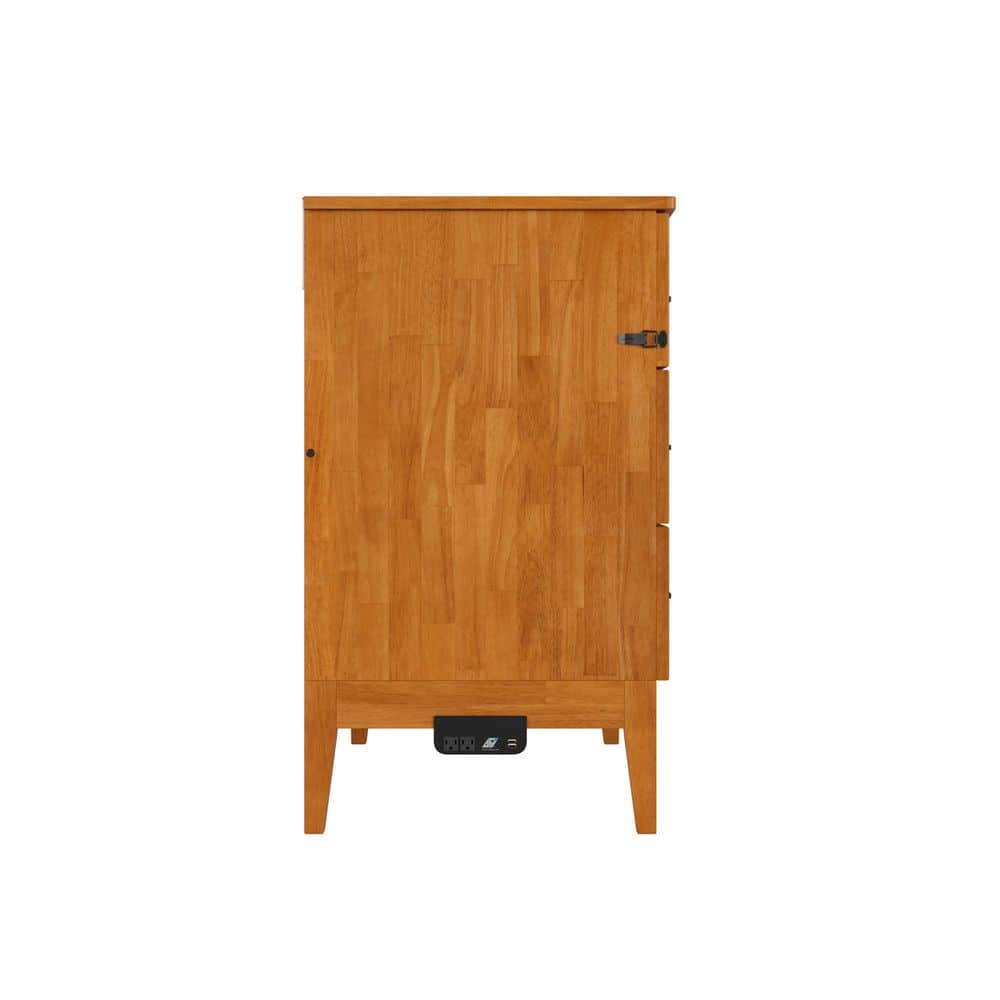 Santa Fe Light Toffee Twin Wood Murphy Bed Chest with Mattress and Charger