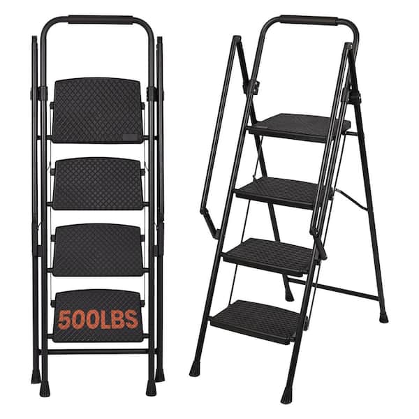 4.5 ft. Steel Folding Step Ladder (9 ft. Reach) with Handrail, 500 lb. Load Capacity Type IAA Duty Rating