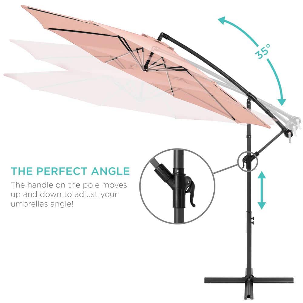Rose Quartz 10ft Offset Hanging Patio Umbrella with Steel Frame