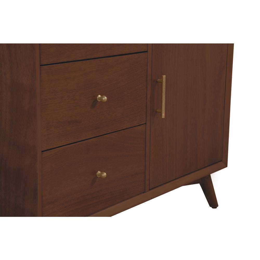 Flynn Walnut Mid-Century Modern Accent Cabinet with Bronze Hardware