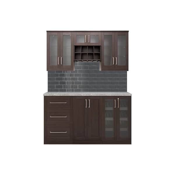 NewAge Products Home Bar Espresso Cabinet Set (7-Piece)