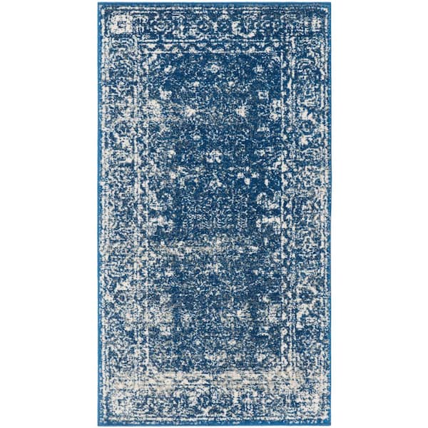 SAFAVIEH Evoke Navy/Ivory Doormat 2 ft. x 4 ft. Distressed Floral Speckles Area Rug