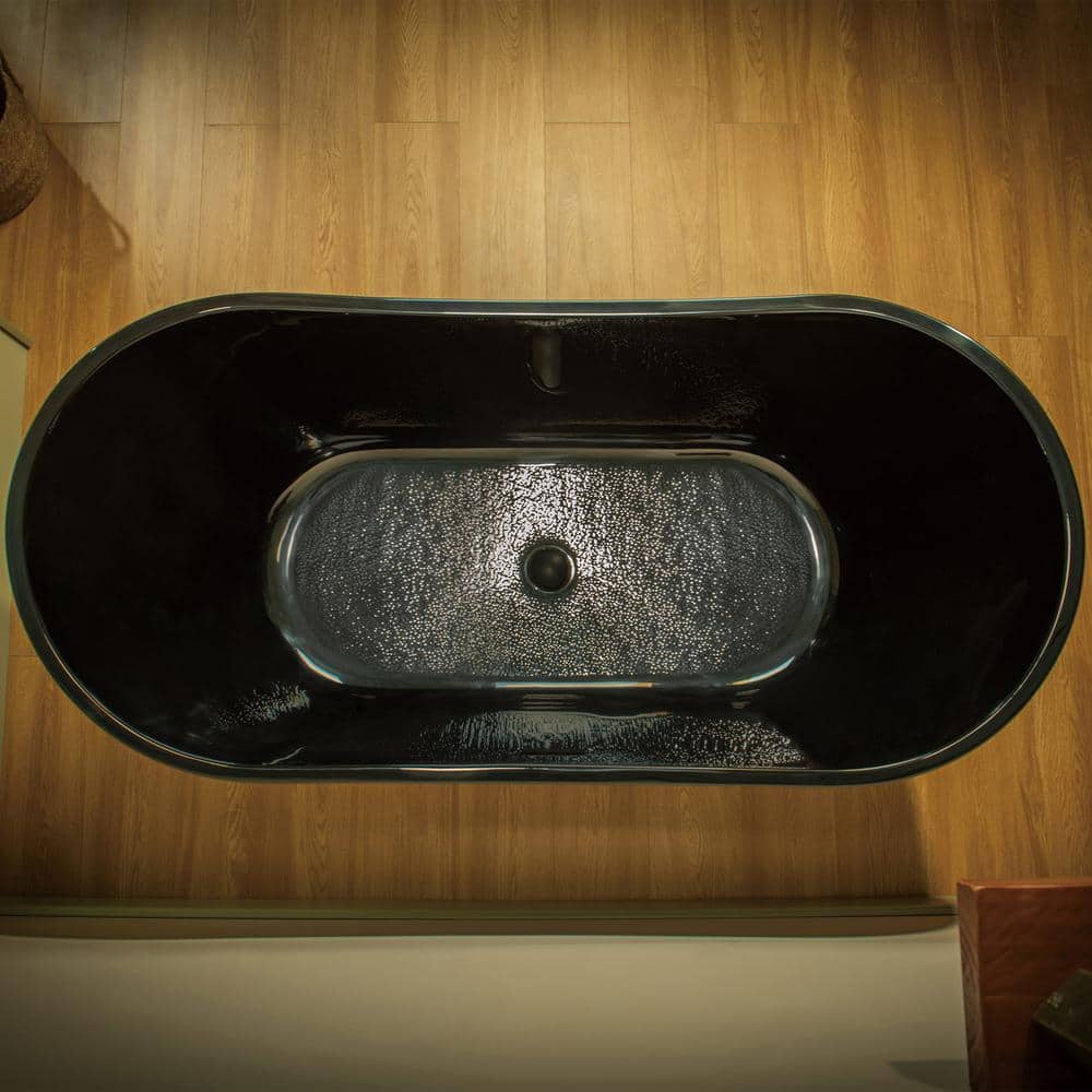 67'' Black Acrylic Freestanding Double Slipper Soaking Tub