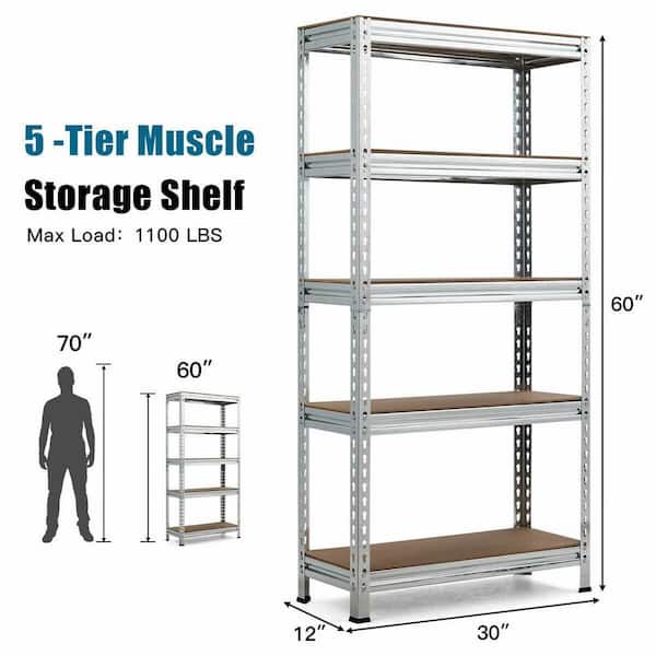 Reversible 5-Tier Adjustable Storage Shelving Unit Heavy Duty