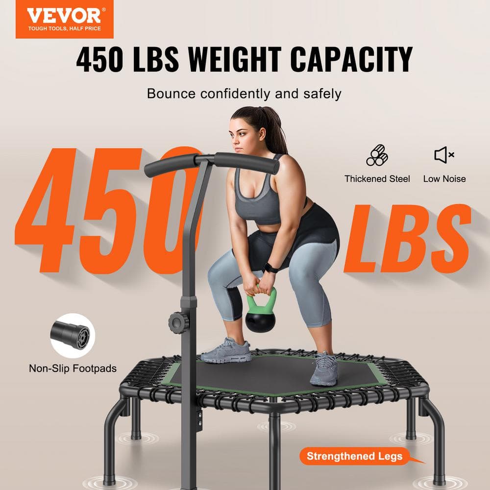 54.5" Black Indoor Fitness Trampoline with Handle