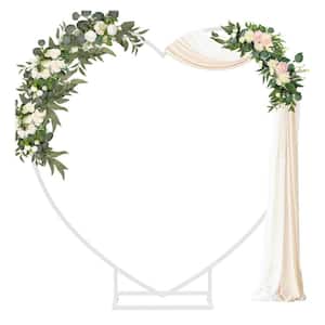 86.6 in. x 86.6 in. Heart Shape White Metal Arbor Decorative Wedding Flower Arch Backdrop Stand