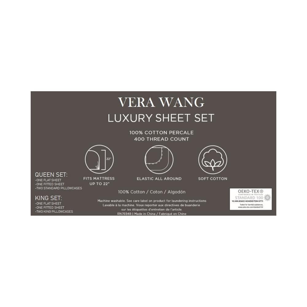 Queen White Cotton Percale Deep Pocket Sheet Set