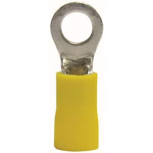 12 - 10 AWG #8 - 10 Stud Size Ring Terminals in Yellow (50-Pack)