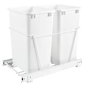 White Double Pull Out 35 qt. Trash Can for Kitchen