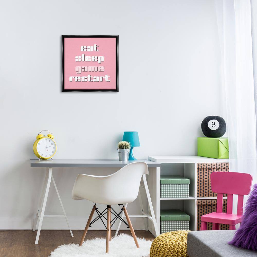 Gamer Phrases on Pink by Yass Naffas Designs Black Floater Frame Typography Graphic Art Print 18 in. x 18 in. price history on PriceWatchPro