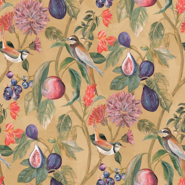 Walls Republic Ornate Nature Wallpaper Yellow Paper Strippable Roll (Covers 57 sq. ft.)