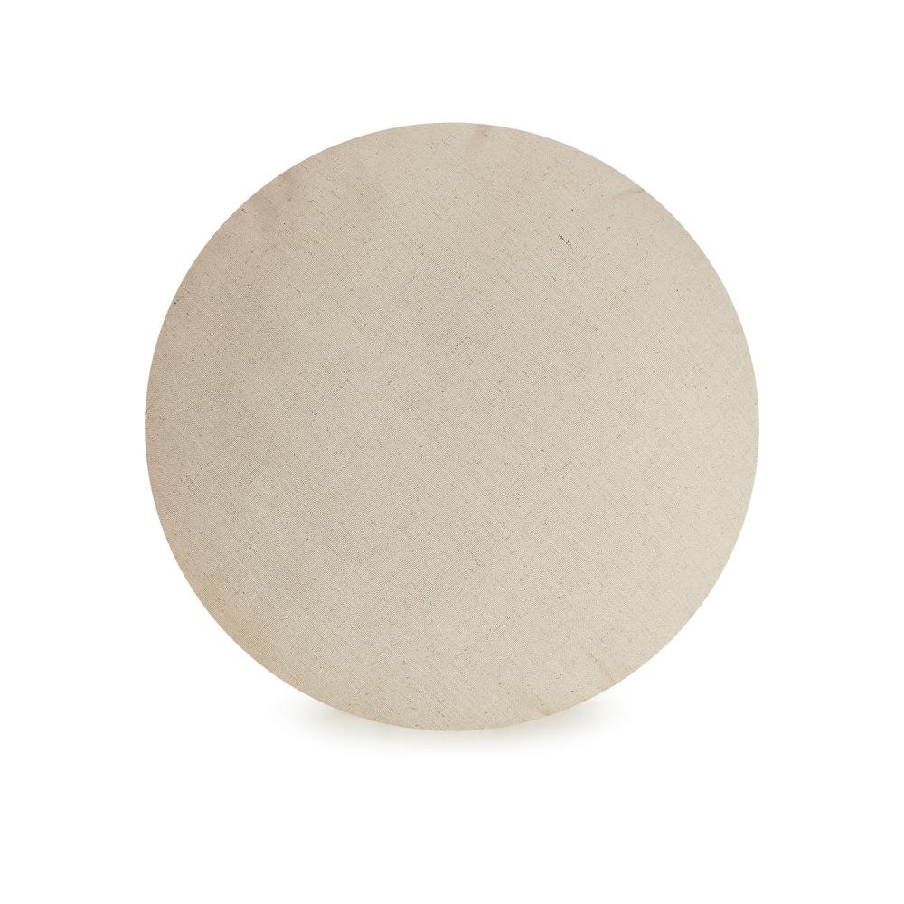 Ayo Sky Blue and Beige Embroidered Round Throw Pillow