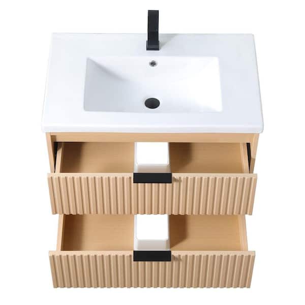 VAPSINT 30 in. W x 19 in. D x 21 in. H Floating Bath Vanity in Oak