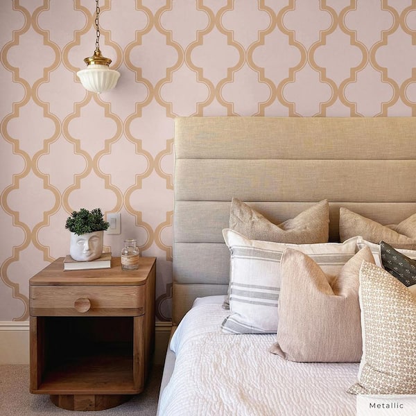 Pink and Metallic Gold Marrakesh Vinyl Peel and Stick Wallpaper Roll (Covers 28 sq. ft.)