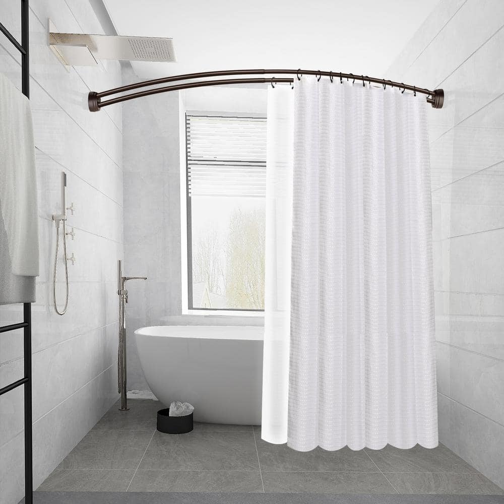 Bronze Wall Mounted Double Curved Aluminum Shower Rod