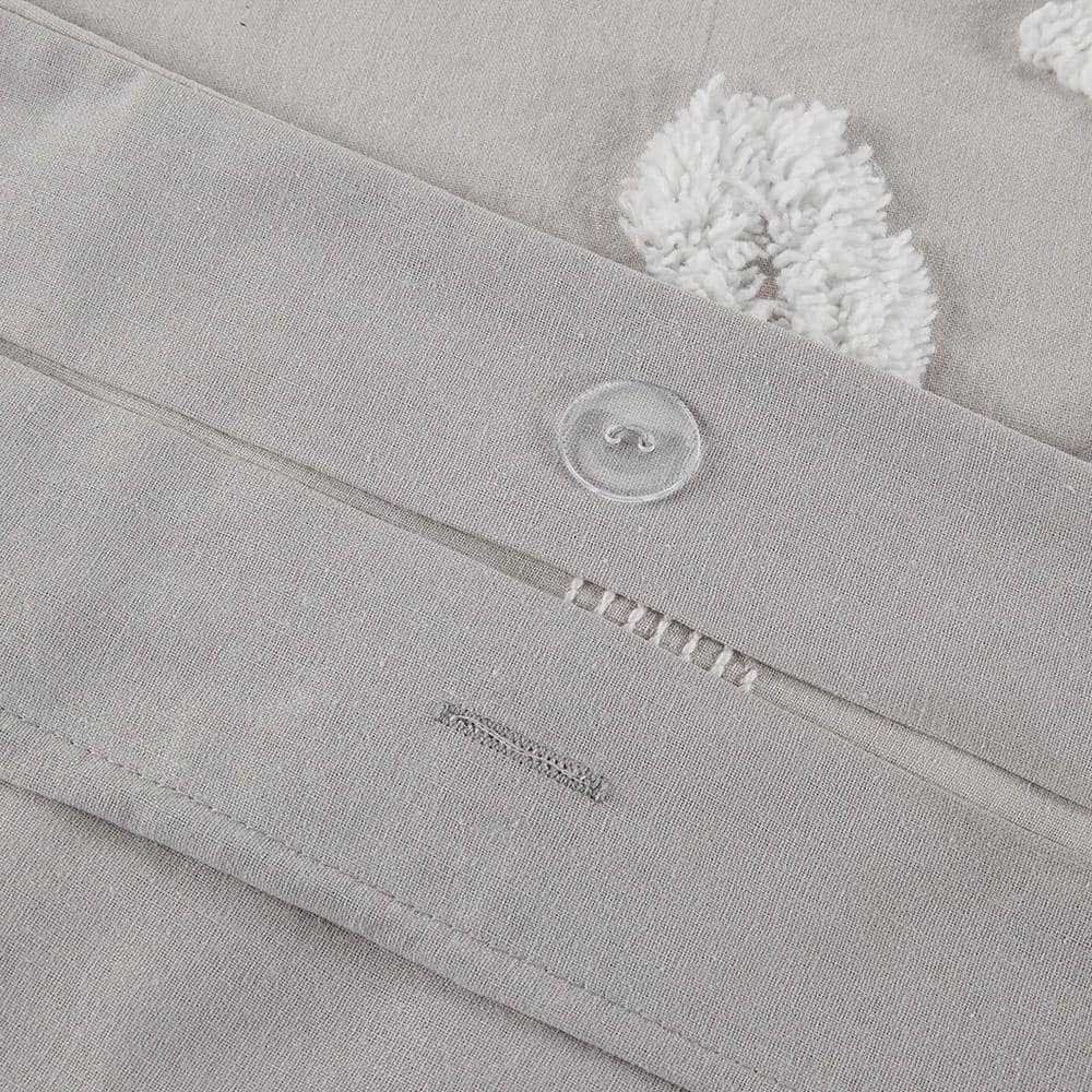 Shabby Chic Grey & White Cotton Chenille Floral Duvet Set - King/Cal King