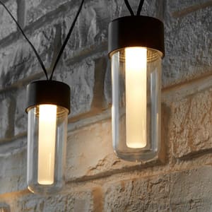 10-Light 12 ft. Black Outdoor Plug-In Integrated LED Lantern String-Light
