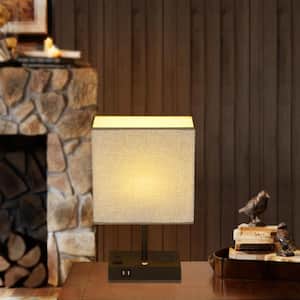 17 in. Black Wireless Charging Table Lamp with USB Port