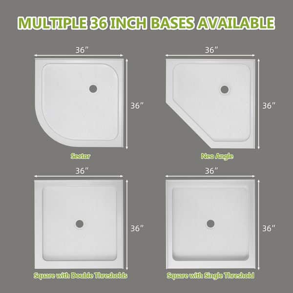 Zeafive Zeno 36 in. L x 36 in. W Acrylic Alcove Shower Pan