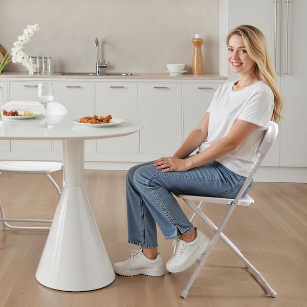 Folding Chairs 4-Pack, Heavy Duty Metal Frame, Plastic, Stackable Indoor/Outdoor Seats for Home, Yard, Garden, Parties