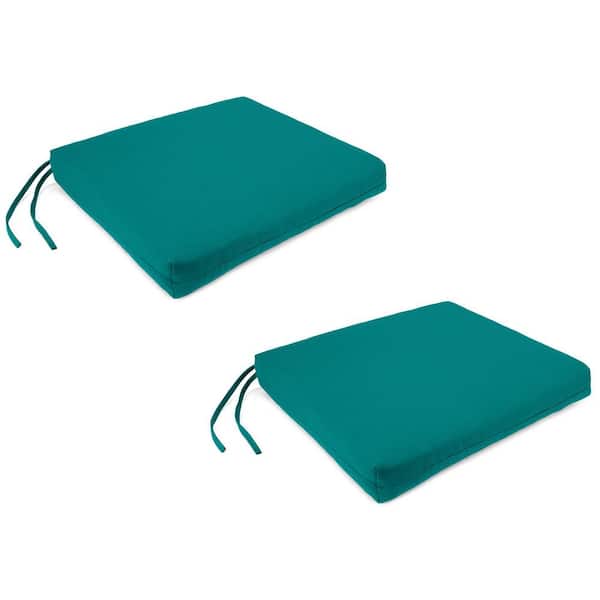 Jordan Manufacturing 19 in. W x 17 in. D x 2 in. T Rectangular Outdoor Seat Cushion in Celestial Teal (2-Pack)