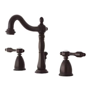 Tudor 8 in. Widespread 2-Handle Bathroom Faucets with Plastic Pop-Up in Oil Rubbed Bronze