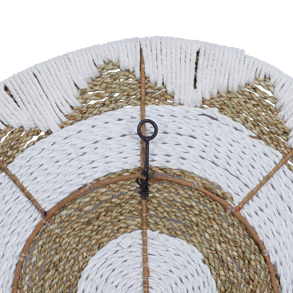 White and Beige Cotton Woven Round Wall Hanging Set
